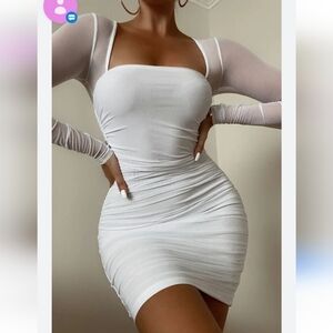 Fashion Nova Elegant White Long Sleeve Dress